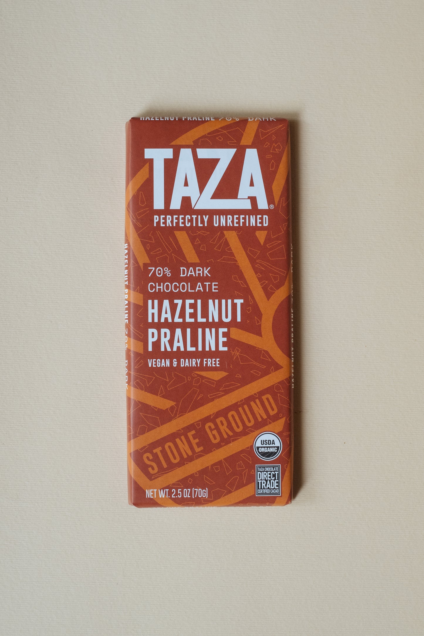 Taza 70% dark hazelnut praline
